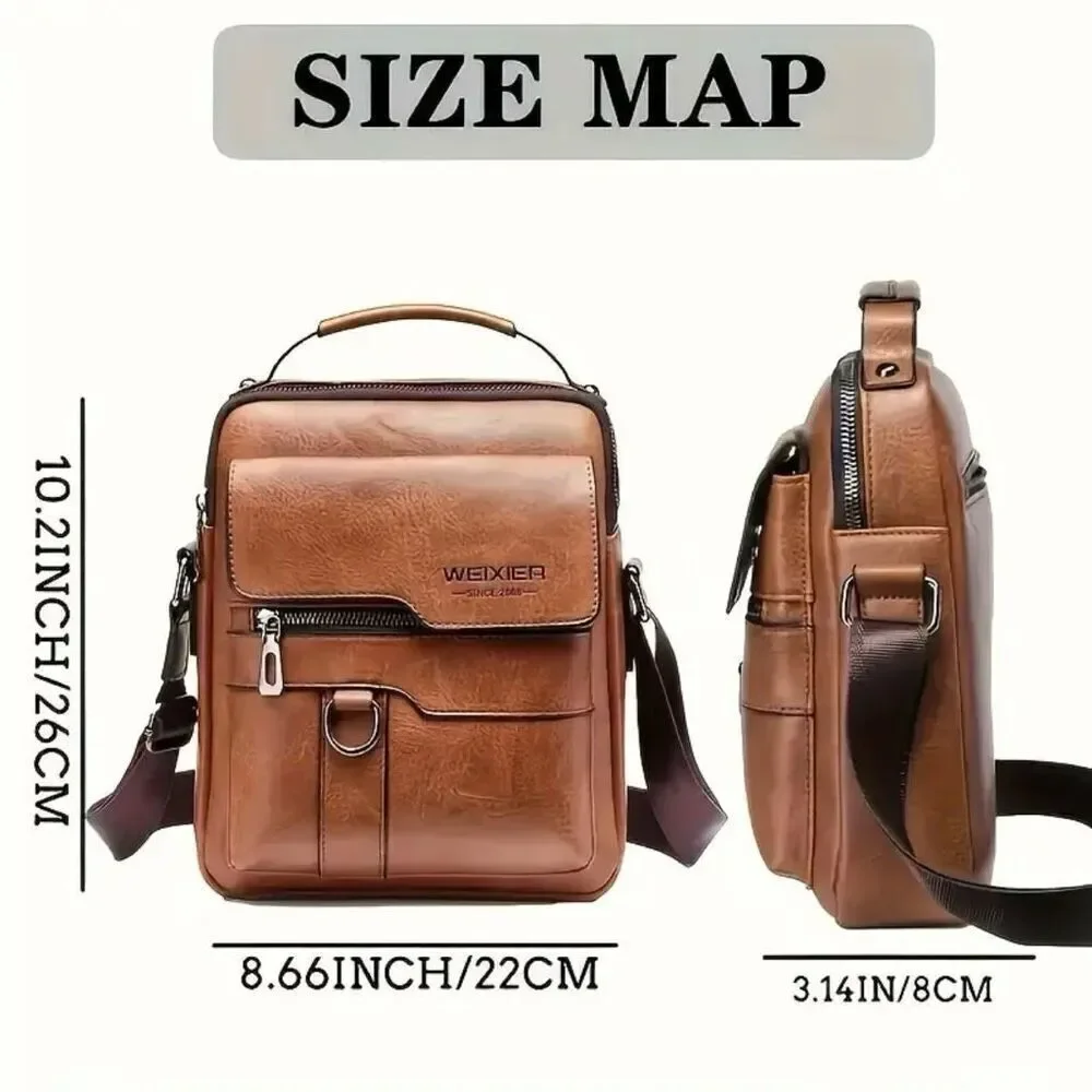 NWT WEIXIER Vintage Brown Shoulder Spacious Multi-Pocket Office Travel Bag